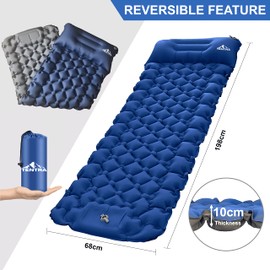 TENTRA Ultralight Self Inflating Camping Mat – Extra Thick Waterproof Sleeping Mat For Outdoor Hiking, Backpacking - Camping Air Bed - Camping Mattress With Built In Foot Pump