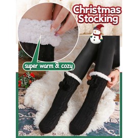 Fuzzy Socks for Women Slipper Fluffy Cozy Cabin Winter Warm Soft Fleece Comfy Thick Stocking Stuffers Christmas Gifts for Womens Grips Non Slip Socks (Black)