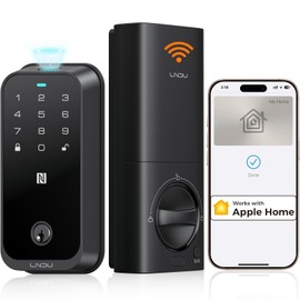 Smart Lock for Front Door, Apple Home Key & Built-in WiFi, Fingerprint Keyless Entry Deadbolt with Keypad, BHMA Grade 3, Compatible with Alexa, US Phone Support