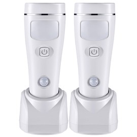 Enhon 4 in 1 LED Rechargeable Plug in Flashlights, 2 Pack LED Emergency Lights for Home Power Failure, Plug in Power Outage Light, Power Failure Light with Motion Detection