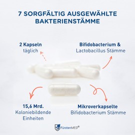 FrstenMED FrstenMED? Bifidoflor HIT - Lactobacillus und Bifidobacterium Kapseln bei Histaminintoleranz - 60 magensaftresistente Kapseln mit Inulin - Laborgeprft, Vegan und Ohne Zusatzstoffe