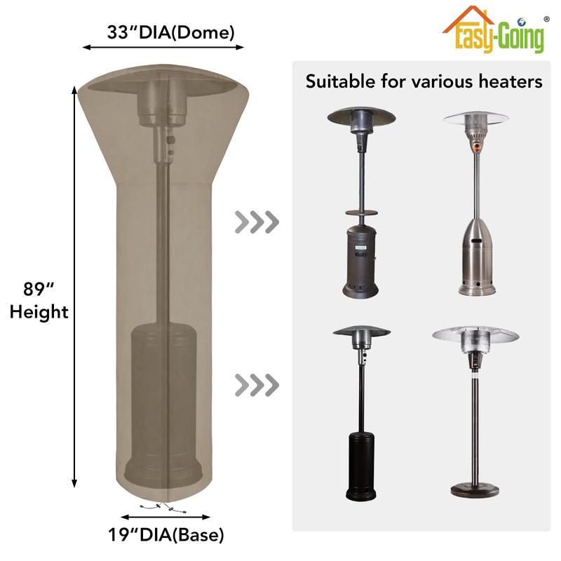 Easy-Going Patio Heater Cover with Zipper and Storage Bag, Waterproof