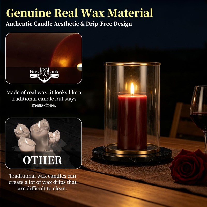 RosMank 3 Set LED Candles, Indoor & Outdoor Candles with