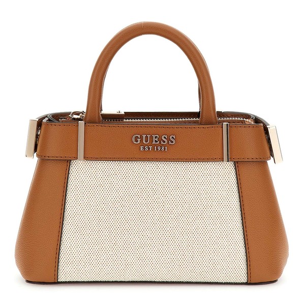 GUESS Andela Mini Satchel Bag Natural/Cognac, Natural / cognac, Unit