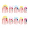 MERVF Oval Press on Nails Short Fake Nail Colorful French