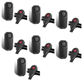 USUPERINK 113dB Bike Alarm, Motorcycle Alarm, Bicycle Alarms with Remote, Moped Alarm System, Car Vibration Sensor Alarm, Universal Strap Fits All Handlebar Sizes, IP65 Waterproof Super Loud, 7Pack
