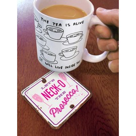 Brainbox Candy - Funny 'Necko Prosecco Coaster' - Small Gift Ideas For Him Her - Friends Birthday - Housewarming Present - New Home Gift - Funny Gifts For Women Men
