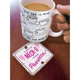 Brainbox Candy - Funny 'Necko Prosecco Coaster' - Small Gift Ideas For Him Her - Friends Birthday - Housewarming Present - New Home Gift - Funny Gifts For Women Men