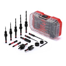 MIXPOWER 15-Piece Countersink Drill Bit Set, with Wood Plug Cutters and Depth Stop Rings