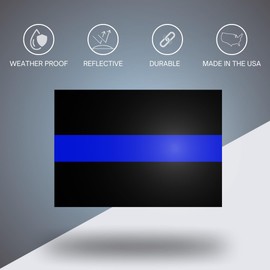 Thin Blue Line Police Sheriff Car Decal / Sticker - Blue & Black
