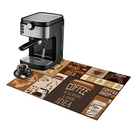 Dish Drying Mat for Kitchen Counter,Watercolor Brown Coffee Bar Mat with Spill Protection for Dishes,Coffee Maker & Pot,Hide Stain Rubber Backed Absorbent Draining Mat Under Dish Rack(16x24 IN)