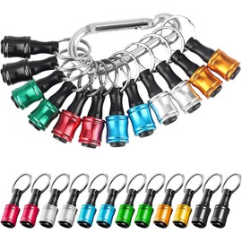 Linkstyle 12PCS 1/4 Inch Hex Shank Screwdriver Bits Holder Extension Bar Keychain Screw Adapter Drill Fast Change Portable Hand-held Bit Holder for Electric Screwdrivers and Drill Bit (6 Colors)