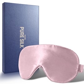 Eye Mask,100% Mulberry High-end Pure Silk Sleep Mask with Gift Box, H HOME-MART Luxuriously Padded Silk Eye Sleeping Mask Silk Eye Mask Comfortable Soft Silk Sleep Masks for Men Women Traveling
