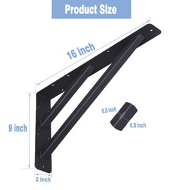 YZZHAJ Heavy Duty Shelf Bracket ,Countertop Support Brackets,16 inch Shelf Support Steel Mantel Brackets , Metal Shelf Brackets for Tops Cabinetry ,Countertops