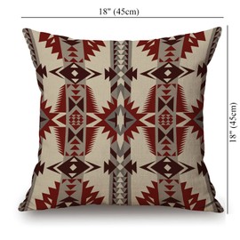 Throw Pillow Cover Farmhouse Decorative Cotton Linen Pillow Cover Pillowcase Square Cushion Covers Sofa Bed Décor 18X18 inch