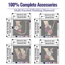 YALKIN Alphabet DIY 5D Diamond Painting Kits for Adults, 5D Custom Diamond Art Full Round Drill Pictures Arts for Home Wall Decor Christmas 11.8x11.8in