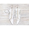 White Leather Feather Earrings, layered earrings, tribal Earrings, Boho earrings,