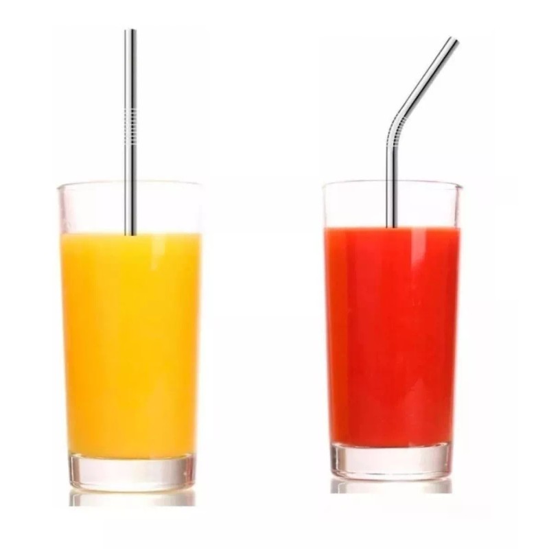 Universo en Linea Kit 8 Popotes Metálicos 4cepillos 1 Bolsa