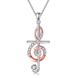 DAYLINLOVE Music Note Cross Gifts 925 Sterling Silver Cross Pendant Necklace Cross Jewelry for Women Girls