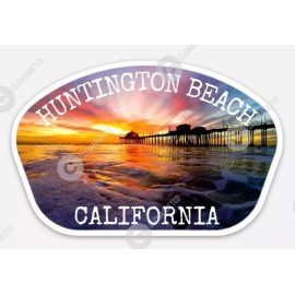 Huntington Beach HOLOGRAPHIC VINYL STICKER -  California Surfing Pacific Ocean