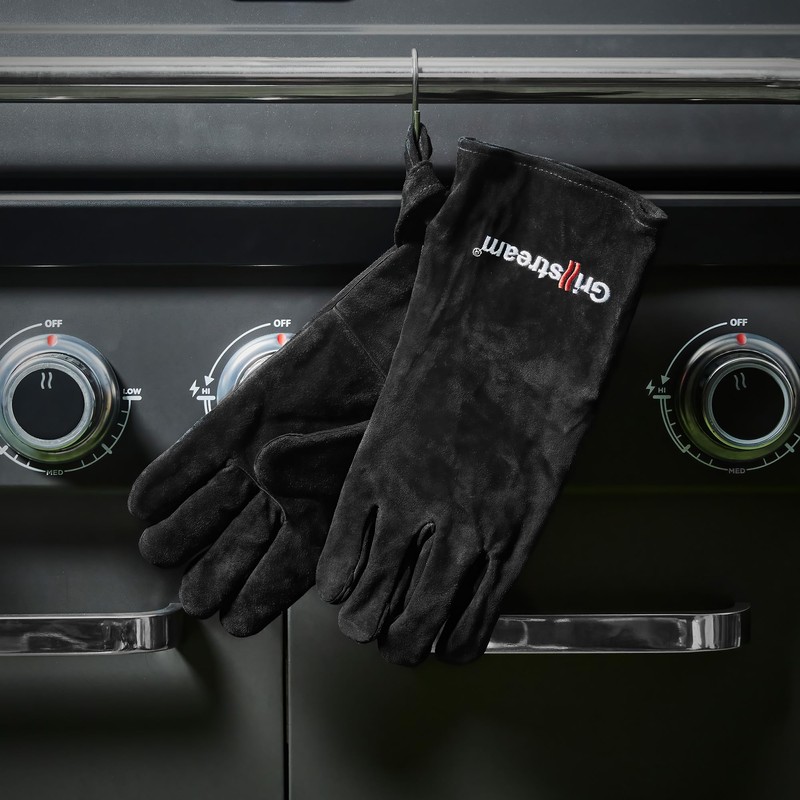 Grillstream Deluxe Leather Gloves, Heat-Resistant with Ultra-Durable Lining, Stylish &