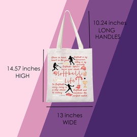 MNIGIU Funny Softball Gift Softball Life Tote Bag Softball Player Gift Softball Lover Gift Softball Coach Gift (Softball Life Tote)