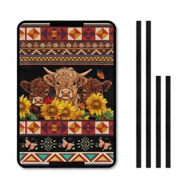 SUITOSELFY RV Door Window Cover Cute Sunflower Aztec Highland Cow RV Window Blockout Shades for Inside Camper Foldable Hook and Loop UV Rays Protection RV Insulated Window Covers