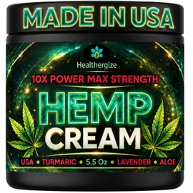 Hemp Cream & Body Lotion – Maximum Strength Hemp Oil, Turmeric, Aloe & Lavender – Soothing Topical For Men And Woman For Back, Muscles, Neck, Knees & Feet – 5.5 oz – Lab Tested, Made in USA