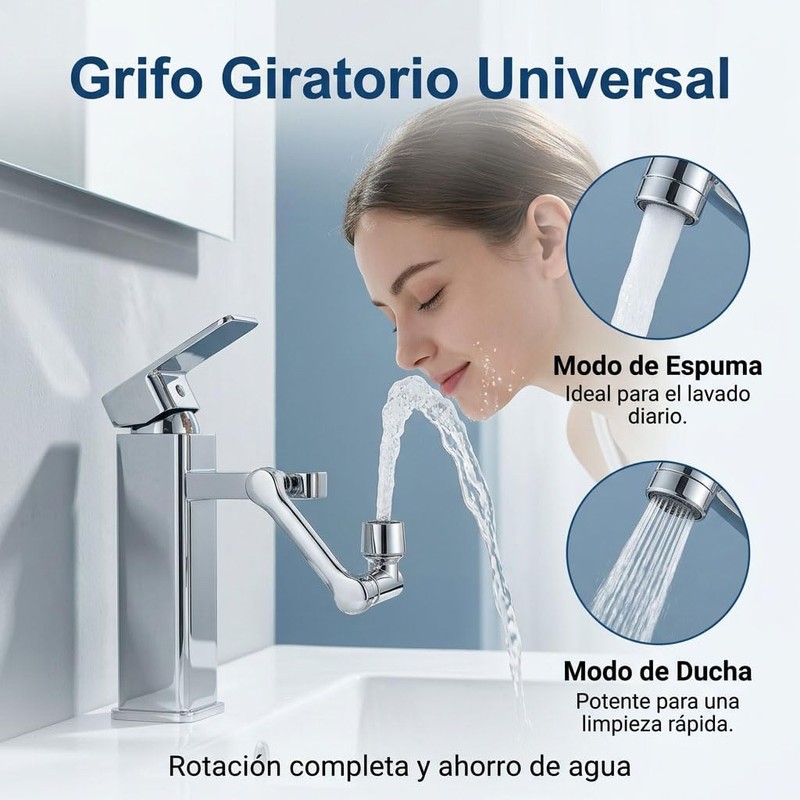 Aireador Extensor de Grifo Giratorio de 1080, Universal Extension de