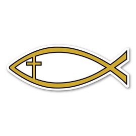 Gold Cross Fish Mini Magnet by Magnet America Is 1.375" x 3.625" Made for Vehicles and Refrigerators
