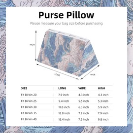 ArcDiary Purse Pillow Shaper Insert, unique pattern handbag shapers, Memory Foam, for Birkin 25/30/35/40 bags (BK25,Sea and waves)