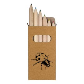 Azeeda 6 x 'ladybug' Short 85mm Pencils/Coloured Pencil Set (PE00052688)