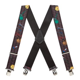 Suspender Store Novelty Mechanic Design Suspenders - 2-Inch Wide Elastic - X-Back - Clip - 48" for 5'9" to 6'2" tall