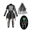 yolsun Girl Glow In The Dark Skeleton Costume,Girl's Skeleton Dress(Black,6-8Years)