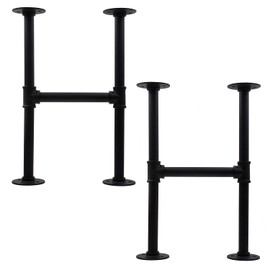 Itvexeme 28 Inch Industrial Pipe Table Leg Set, Iron Base Legs for Coffee Tables, Desks, NightstandVintage, Dark Grey Black Rough Pipes, 2pcs