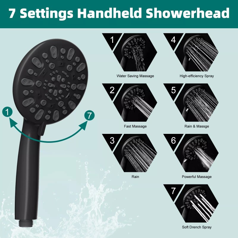 HIbbent All Metal Black Shower Faucet Set 10" High Pressure