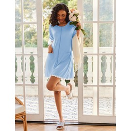 Ekouaer Women Zip Up Robe Lightweight Housecoats with Pockets Knee Length Short Bathrobes Soft Nightgown S-3XL