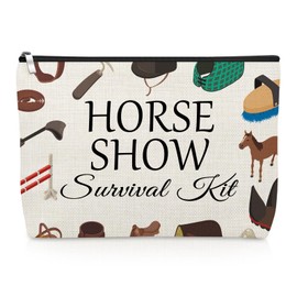 Gevody Horse Show Makeup Bag Horse Lover Gift for Woman Horseback Rider Trainer Equestrian Thank You Gifts for Equestrian Riding Coworker Friend Cosmetic Bag Christmas Birthday Present Travel Pouch