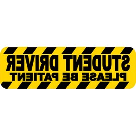 StickerTalk Yellow Reverse Please Be Patient Student Driver Magnet, 10 inches by 3 inches
