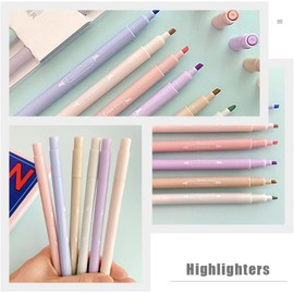 SHERCHPRY Marcadores Resaltadores Fluorescentes en Tonos Pastel 12 Piezas, Dulces y Salados, Set de Marcatextos Prácticos para Estudiantes, Resaltador de Notas sin Olor, Adecuado