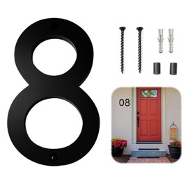 JAONLD House Number Sign Black Acrylic House Number with Screws, Weatherproof, Modern Floating Look, Suitable for Making House Numbers, Letterbox Numbers (8)