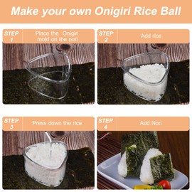 2PCS Large Clear Onigiri Rice Ball Mold Makers,Triangle Rice Ball Mold Maker,Sushi press Mold for Kid Lunch Bento, Non-stick, BPA-Free