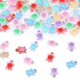 100 Pcs Mini Resin Turtles, Colorful Turtles Resin Animals Small Turtle Tortoise Toys Tiny Animals Tiny Turtle Ocean Animal Desk Ornament Mini Animal Figures Colorful Decorations 0.9 cm