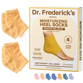 Dr. Frederick's Original Moisturizing Fuzzy Heel Socks - 2 Pairs - Cozy Gel-Lined Sleep Socks for Women & Men - Soothing Dry, Cracked Feet - Cracked Heel Repair - Heal Dry Heels - Citrus Glow