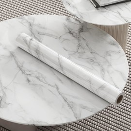 POVODA Marble Contact Paper for Countertops Peel and Stick Wallpaper Removable for Cabinets Drawers Countertops Kitchen Bedroom Furniture Waterproof Self Adhesive 17.7x78.7 inches,Grey