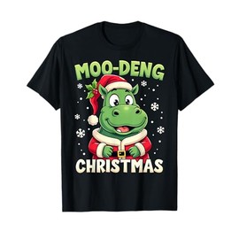 Moo-Deng Baby Pygmy Hippo Cute Christmas 2024 Santa Hat T-Shirt
