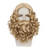 Old Mens Wig and Beard Set for Adult Wavy Men
