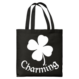 St Patricks Day Kitchen Decorations 4 Leaf Clover Shamrock Lucky Charming Black Canvas Tote Bag