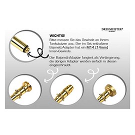 Drehmeister Drehmeister LPG Adapter Set M14 - extra lang - verst?rkt - Tankadapter mit Etui - f1r Gasfahrzeuge - Alle Europa Autogas Adapter (M14/W21.8)