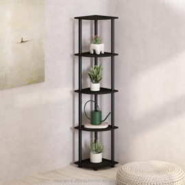 Furinno Turn-N-Tube 5 Tier Multipurpose Corner Display Rack Shelving Unit, Espresso/Black